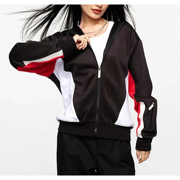 Mass Effect Bioware N7 Custom Women's Hoodie Jacket Sz Medium Full Zip Black Red - Picture 4 of 14